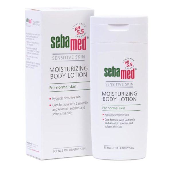 Description Sebamed Moisturising Body Lotion nourishes and preserves the natural moisture balance of the skin. It is naturally cooling and calming, readily absorbed without residue and tones the skin, refreshing its appearance. With the same pH 5.5 value as healthy skin, it supports and protects the skin’s natural protective acid..